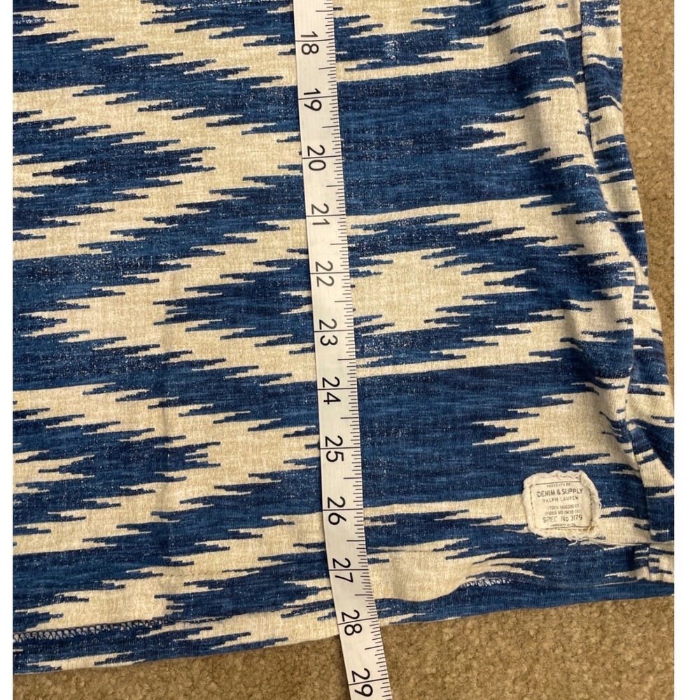 Denim & Supply Ralph Lauren Shirt Mens XL Blue Cream Ikat Henley Cotton Knit - Picture 5 of 7
